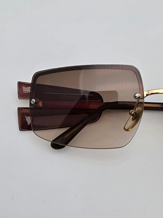 Giorgio Armani 1525 743 Gold Frame Brown Gradient Lens Semi Rimless Sunglasses main image 16